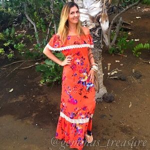 |Bright Melon Off Shoulder Maxi